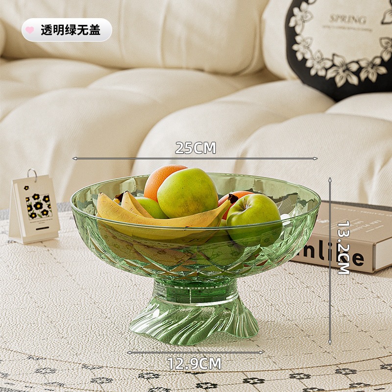 Diamond-patterned transparent green tray
