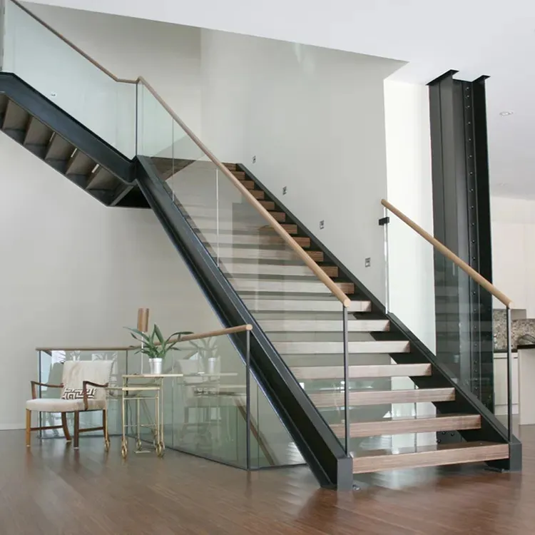 SZG Building – escalier flottant Mono en forme de U et L et conception de balustrade en verre sans cadre