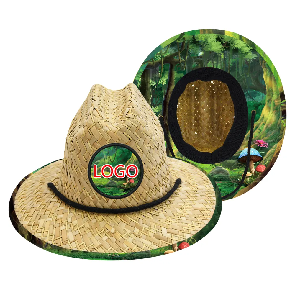 JAKIJAYI visera de sol personalizada Rush sombreros de playa de paja para niños Lifegurad sombrero de ala ancha grande chico niños pirata bufanda sombrero