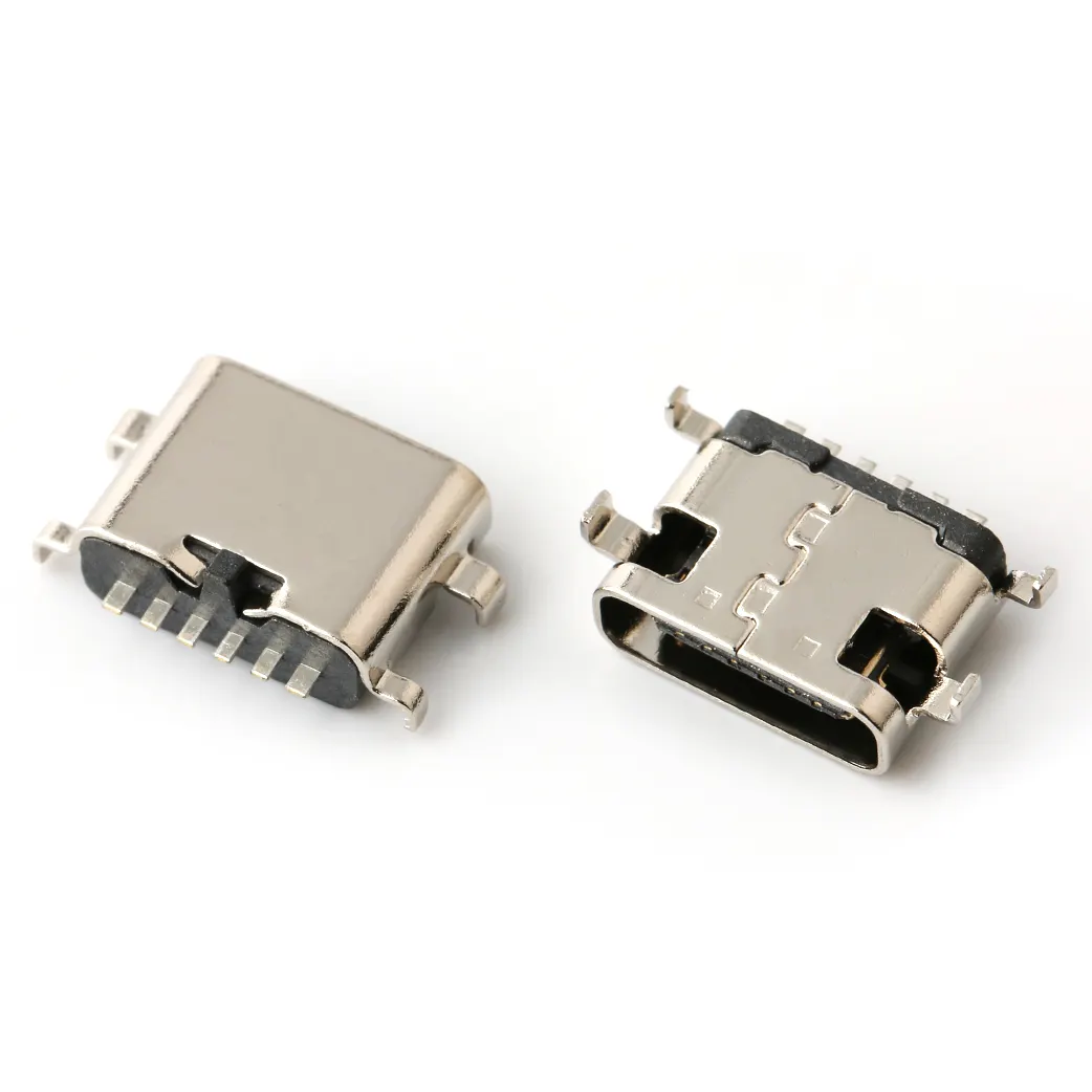 USB3.1 Type-C Vrouwelijke Usb Connector 6 Pins 1.2Mm Sink Plaat Smd C Type Connector