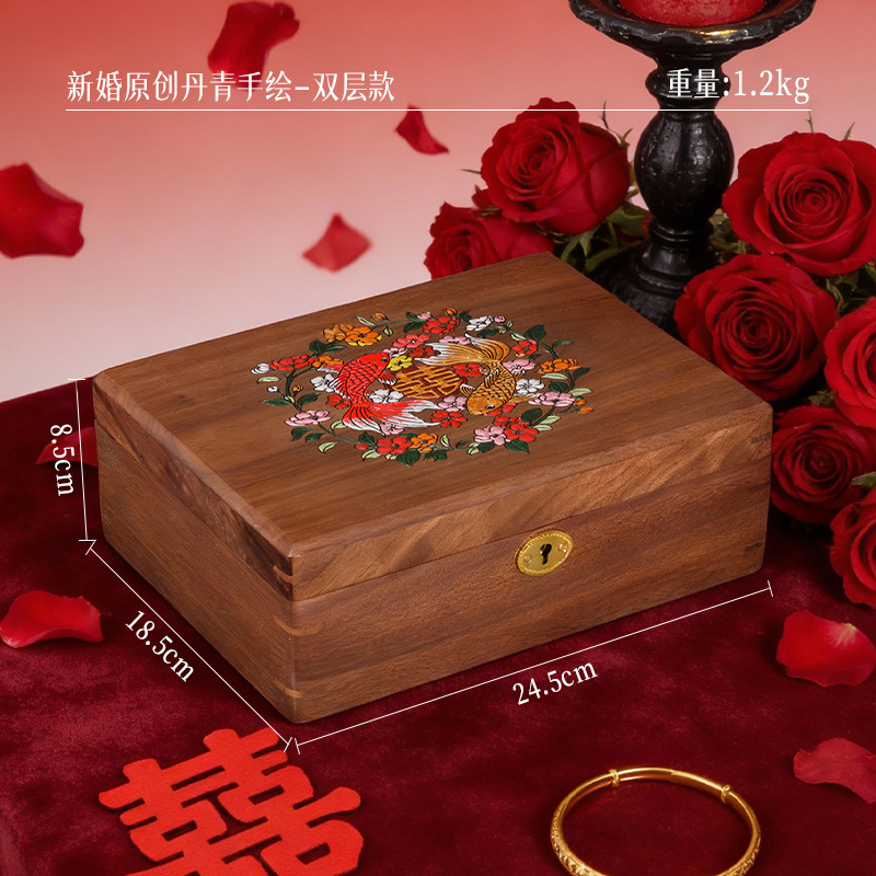 original danqing hand-painted frolic koi-double layer-24518585cm