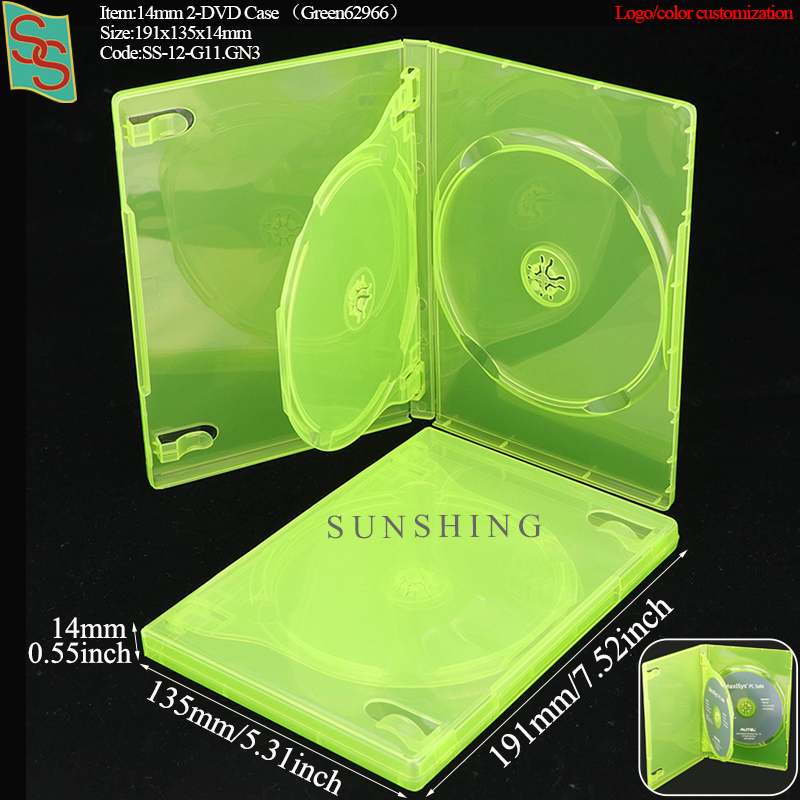 Boîtier 2 DVD 14 mm G11 - Vert transparent