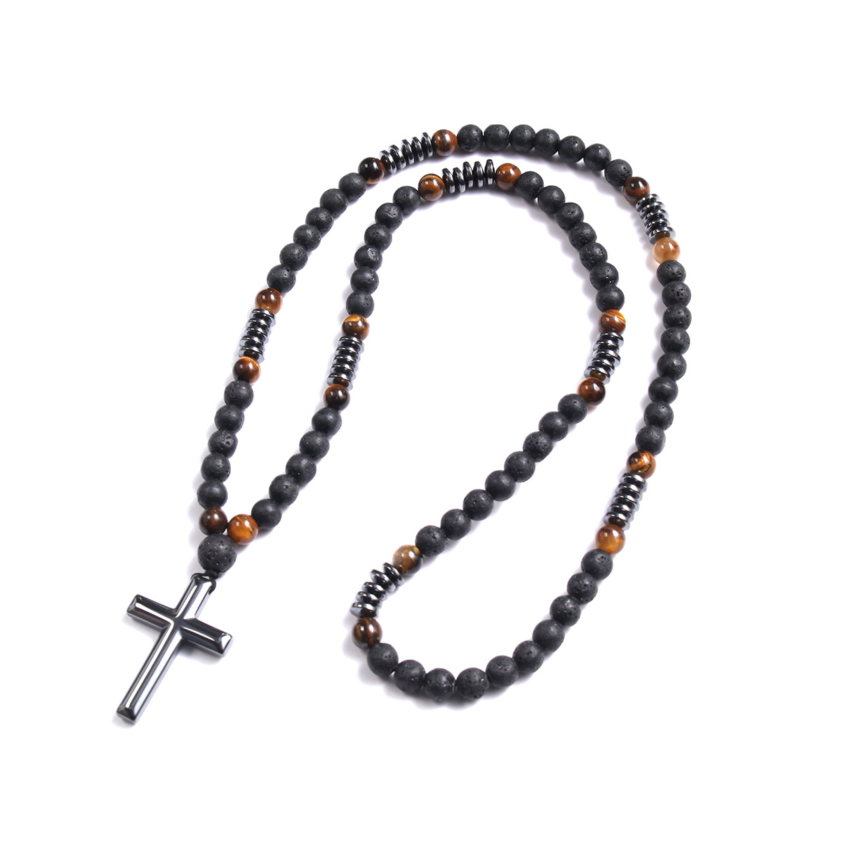Croix en pierre noire de pierre volcanique