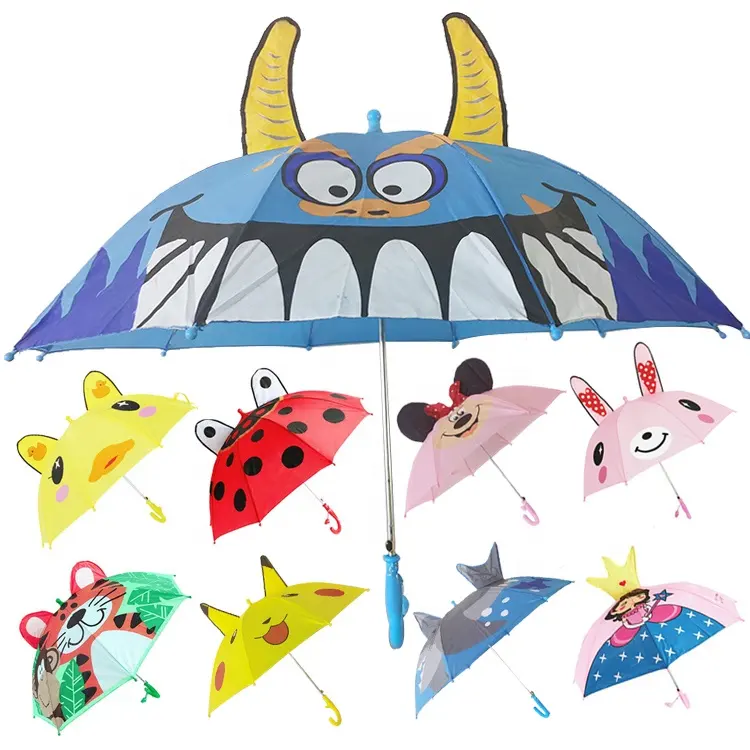 Simpatico cartone animato ombrello per bambini animazione creativa a manico lungo 3D modellazione dell'orecchio ombrello per bambini ragazzi ragazze