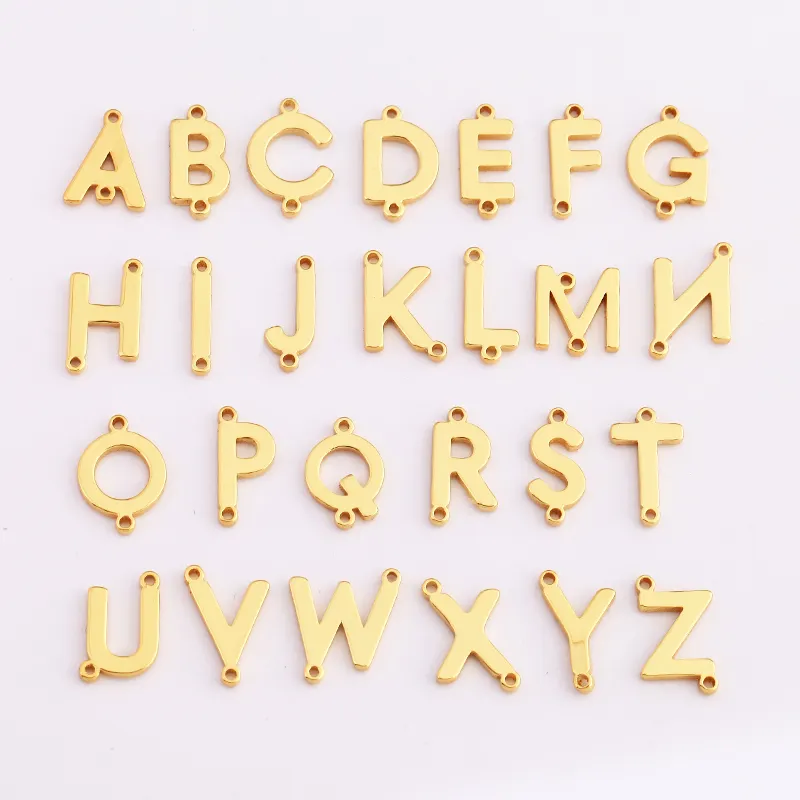 Connettore con nome dell'alfabeto con lettera iniziale alla moda, collana con bracciale in oro 18 carati, risultati dei gioielli con ciondoli, accessori per chiusure