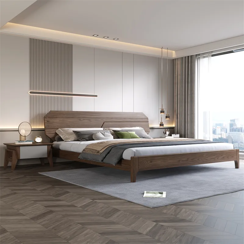 Mobili per camera da letto letto minimalista moderno nordico in legno di frassino letto semplice mobili per camera da letto