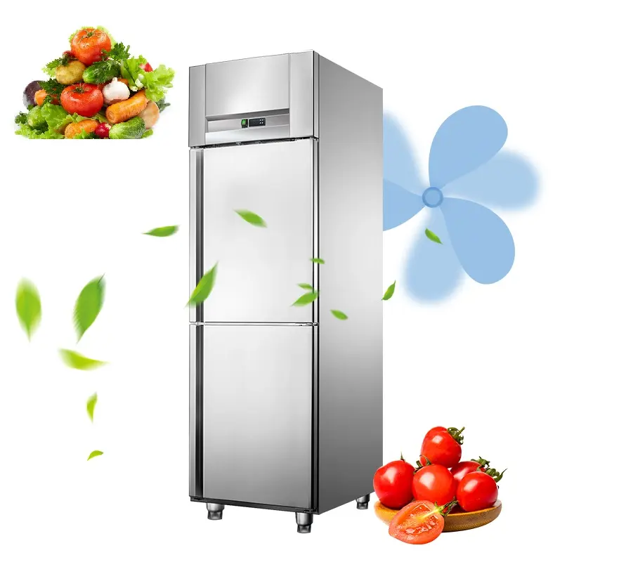 MUXUE frigorifero commerciale retrattile con porta solida frigorifero verticale in acciaio inossidabile per frigorifero da cucina con raffreddamento ad aria del ristorante