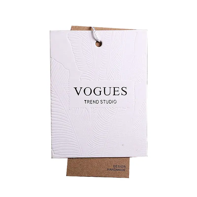 Vente en gros Nouveau design Étiquette volante recyclable personnalisée Nom de marque Accessoires pour vêtements Étiquette en papier étiquette personnalisée