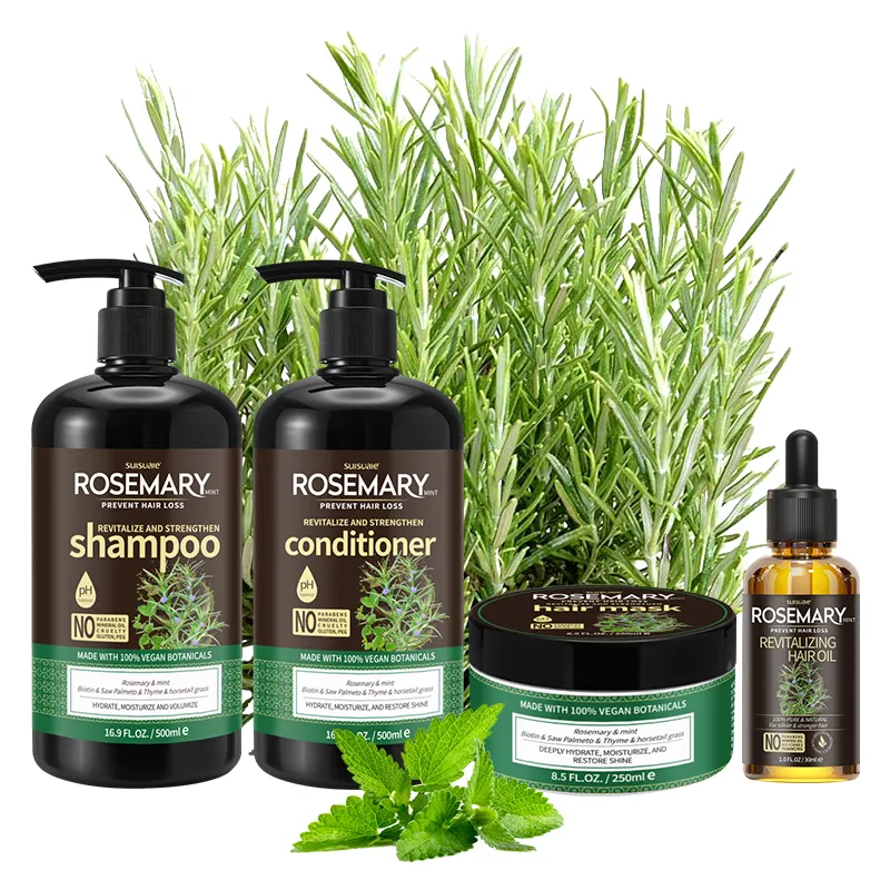 OCCA fabbrica Oem naturale biologico personalizzato per perdita di capelli vegana alla menta di rosmarino olio di albero di tè per la crescita dei capelli Shampoo e balsamo Set