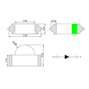 Hinchytek Side View 1205 Red SMD <strong>LED</strong> Diode <strong>20mA</strong> 2V with Sanan or Epistar Chip - Product Image 2
