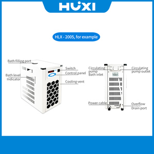 Huxi เครื่องทำน้ำเย็น3L ในห้องปฏิบัติการพร้อมปั๊มหมุนเวียนภายนอก220V ระบายความร้อนที่อุณหภูมิต่ำ-20 ~ RT