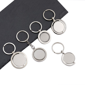 定制旋转金属标签钥匙链双面旋转毛坯旋转圆形金属钥匙链 - Product Image 1