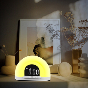 Reloj de escritorio de semicírculo con Control de botones Reloj despertador de amanecer con luz cálida Reloj de mesa portátil Luz de despertador - Product Image 6
