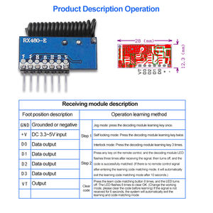 433 mhz RF ricevitore codice di apprendimento decodificatore modulo 433 mhz Wireless 4 CH uscita per la codifica dei telecomandi