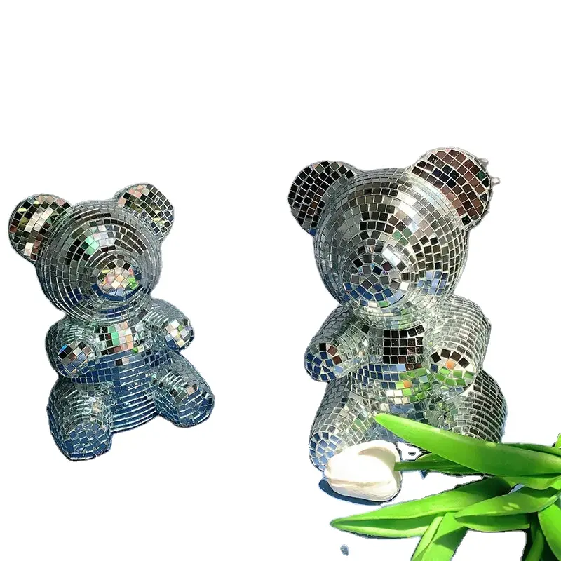 Özel diğer oyuncak hayvanlar disko ayna tedy ayı japon ayılar oyuncaklar modern ev dekor ayı heykelleri kız hediye için