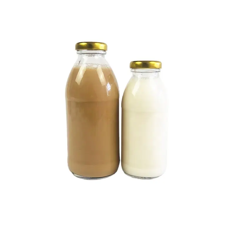 Bouteille en verre, pour jus de lait, boissons, bouchon à vis, 10oz 16oz, vente en gros, pièces