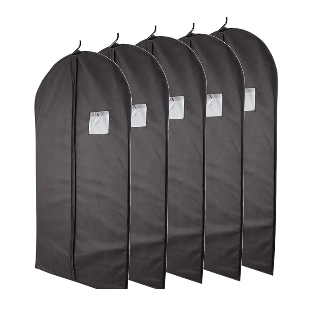 Wholesale Custom Logo Suit Cover Garment Bag Luxury Black Eco Friendly Reusable Suit Cover Garment Bag With Zipper