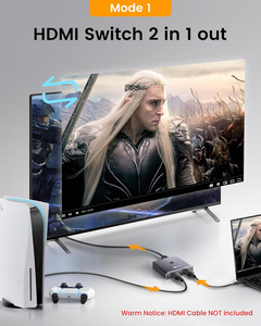 Conmutador HDMI bidireccional de 8K, 2 puertos, transmisión bidireccional, divisor de conmutador 2x1 HDMI2.1, 2 en 1 salida