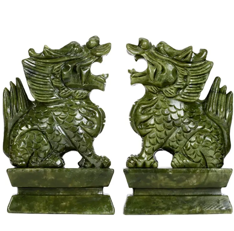 चीनी उपहार प्राकृतिक जेड शेर नक्काशियों प्रतिमा एशियाई प्रेरित jadeite