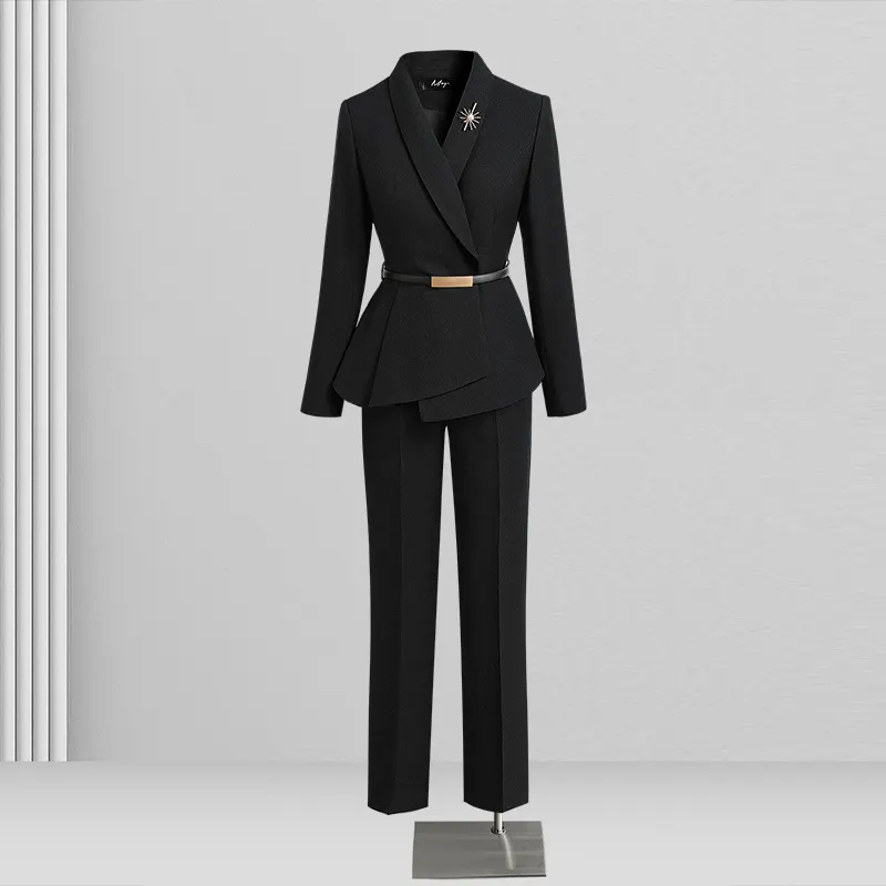 2024 traje personalizado traje de negocios para mujer uniforme de trabajo traje de 2 piezas azul marino Hotel Bank Manager empleado ropa de trabajo formal