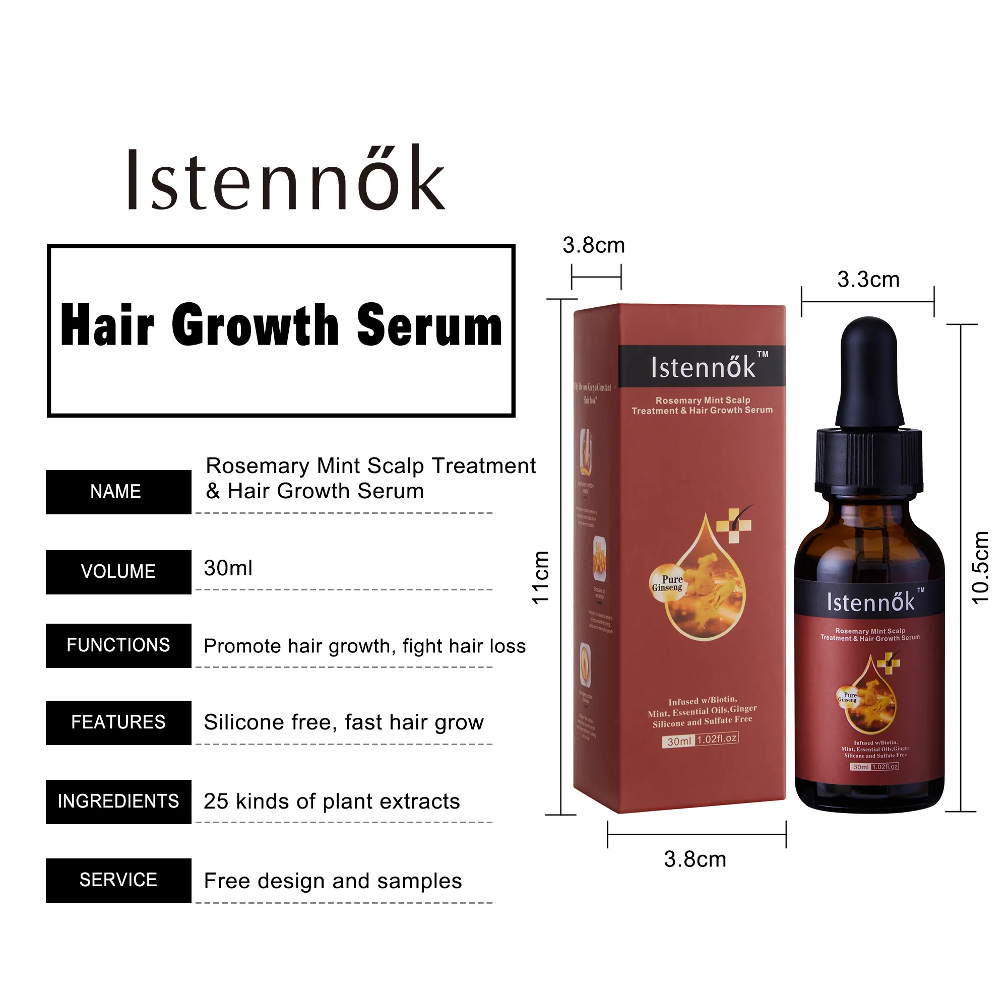 ISK Organic Lavender Rosemary Fast Hair Growth oil for African Alopecia Regrowth Mint Serum for Black Women Hair Loss Product
