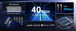 适用于40GB固态硬盘的高速USB4铝NVMe <span class=keywords><strong>M</strong></span>.2固态硬盘外壳便携式外部硬盘外壳