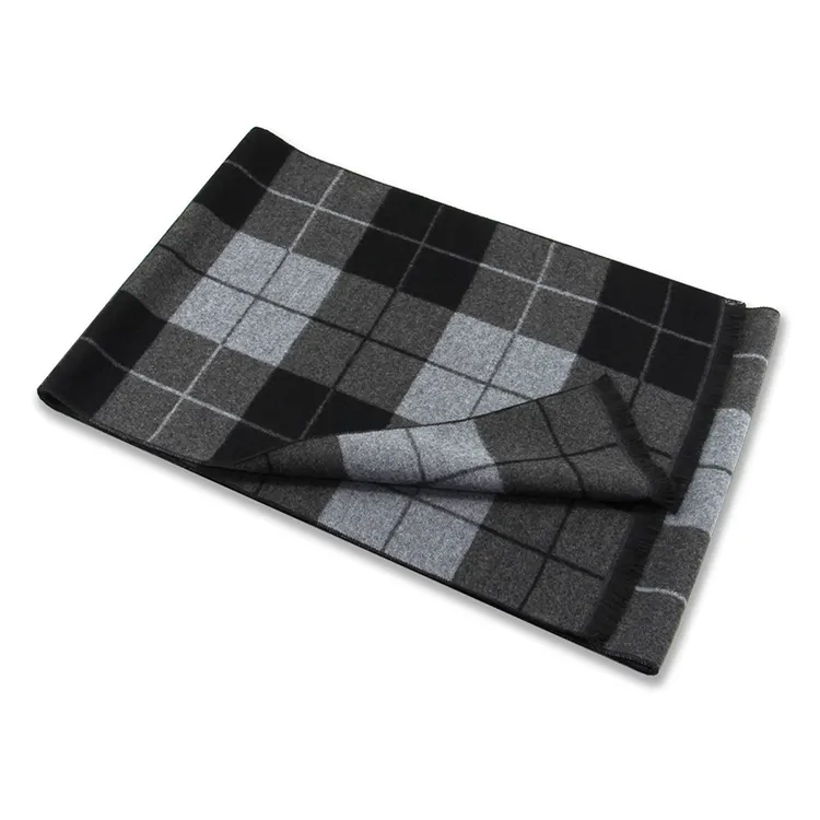 Lenços de inverno de caxemira de caxemira de design preto de lã personalizado de luxo com borla lenço jacquard masculino desenho fabricantes