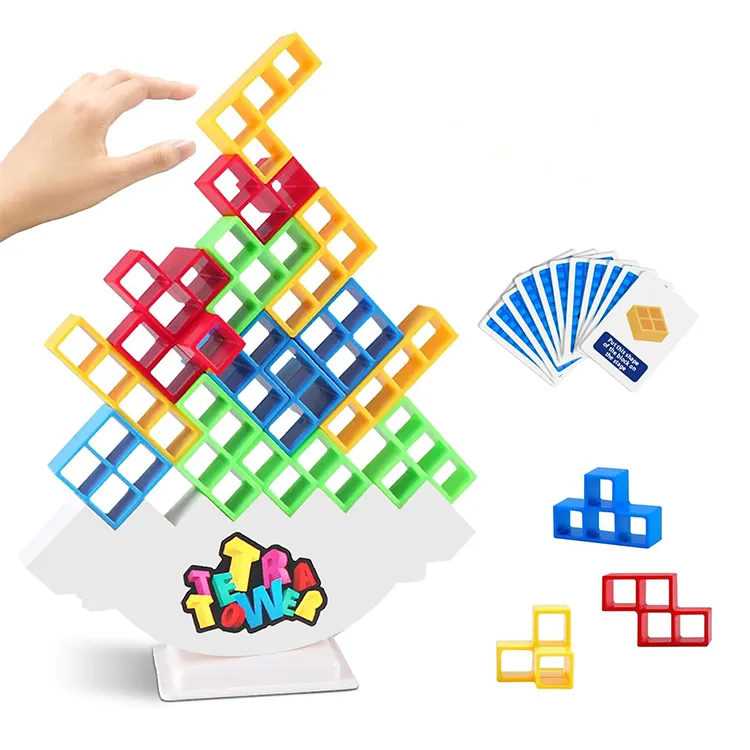 32 PCS Tetris Tower Stacking Game Building Balance Blocks Board Game 2 + Jogadores Jogos Familiares para Crianças e Adultos