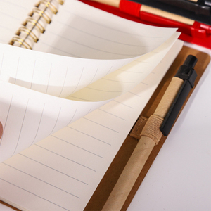 Cuaderno de papel Kraft respetuoso con el medio ambiente promocional con bolígrafo de reciclaje Cuadernos en espiral A6 personalizados con nota adhesiva - Product Image 3