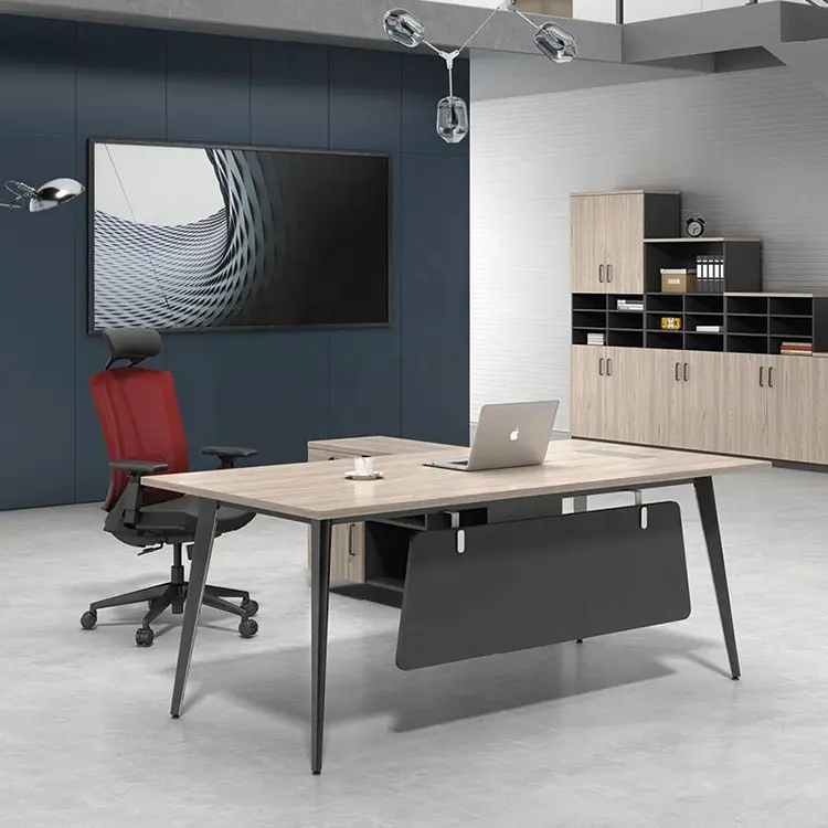 Yüksek kaliteli ofis mobilyaları modern tasarım L şekli patron idareci masası ev ofis masası