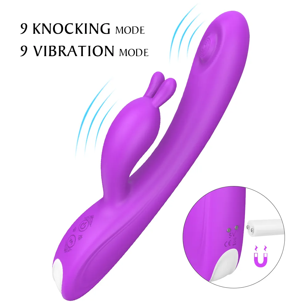 Consolador con Motor doble para mujeres, juguete sexual con vibrador de conejo, masajeador de pene y Vagina, productos sexuales para adultos