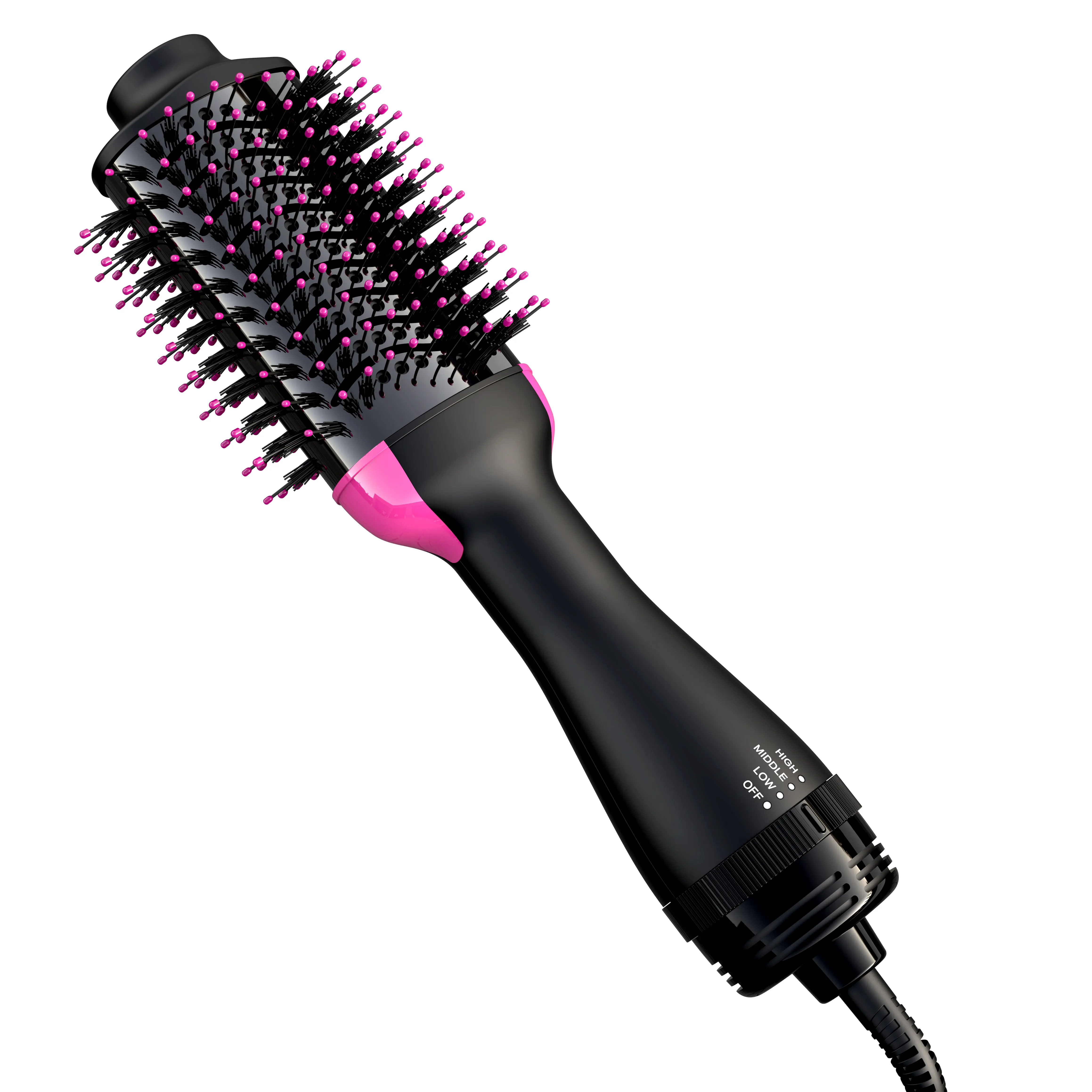 Preço de fábrica 3-em-1 Professional Round Electric Rotating Portable Hot Heat Air Secador de cabelo Escova Straightener Comb Blowout Brush