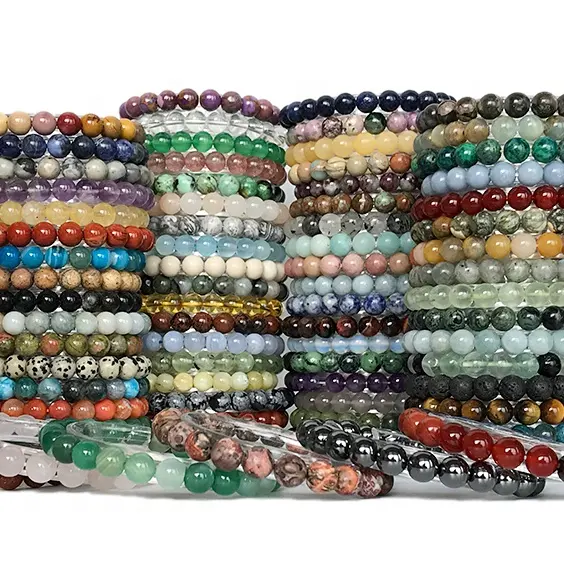 Bracciali di pietra curativa braccialetti di perline di pietre preziose all'ingrosso bracciali di cristallo rotondi con perline