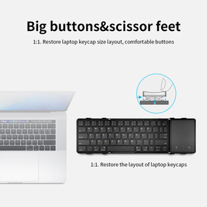 Teclas sin sonido plegables triples portátiles teclados inalámbricos Bluetooth con cubierta trasera de cuero para ordenador portátil teléfono - Product Image 5
