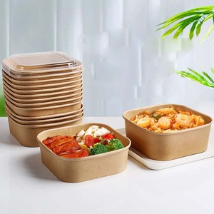 13*13*6ซม. กล่องอาหารคราฟท์กระดาษพร้อมฝาปิดที่ชัดเจนกล่องอาหารกลางวันขนมขบเคี้ยวแบบใช้แล้วทิ้งที่กำหนดเองจะออกไปกล่องบรรจุภัณฑ์ - Product Image 3