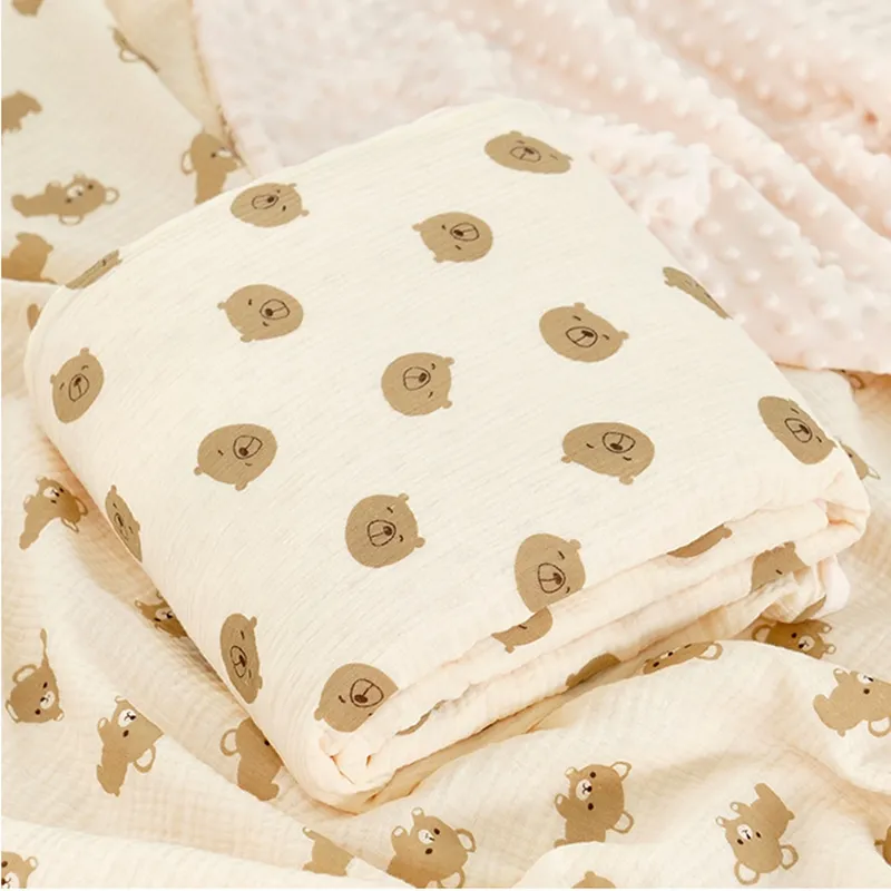 Envoltura de muselina suave para bebé recién nacido, manta envolvente de gasa de 4 capas de algodón para bebé OEM con respaldo punteado