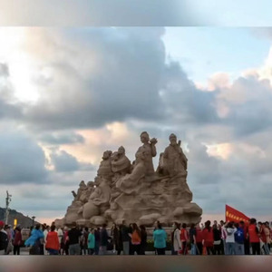 中国の民俗学海を渡る8人の不滅の人々アンティーク道教の人物彫刻石大きな面白い仏の彫刻像