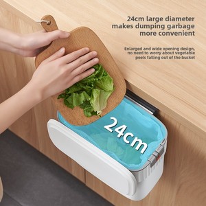 7L-9L ABS plastik duvara monte sürgülü çöp tenekesi İpli tipi mutfak için açık atık depolama için kapaklı - Product Image 3