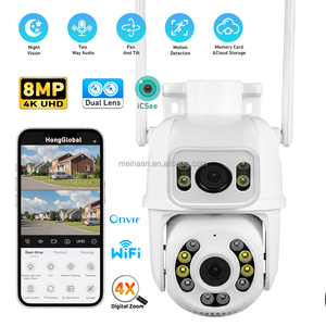 OEM 8MP 4k户外防水无线网络PTZ摄像机ICSee双镜头家用闭路电视无线安全网络摄像机 - Product Image 1
