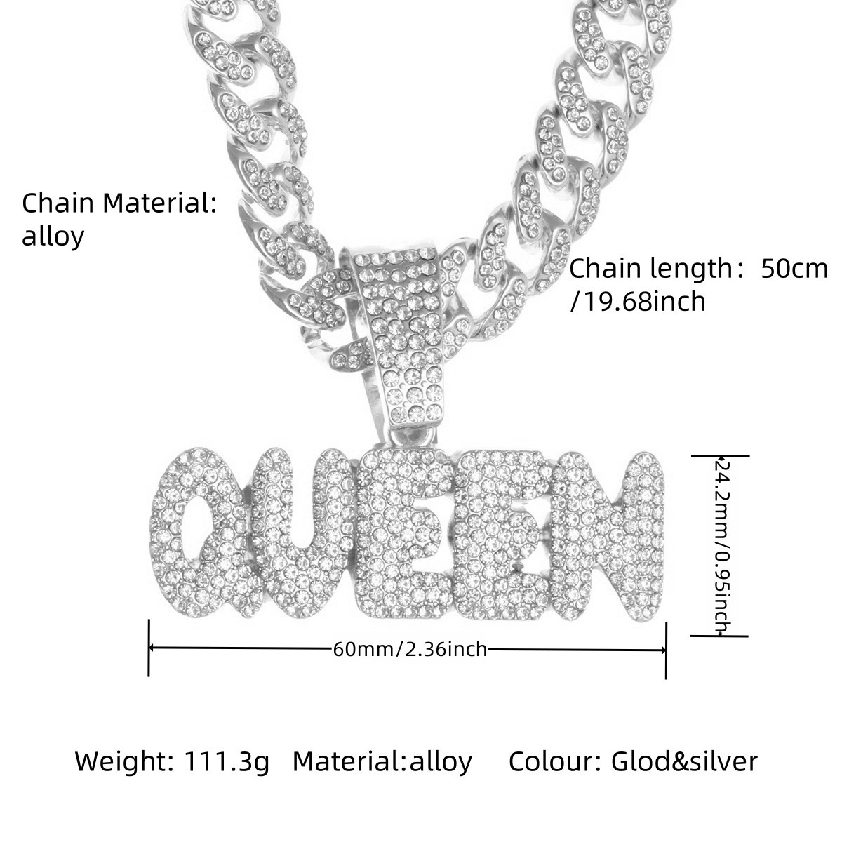 Silver queen pendant necklace