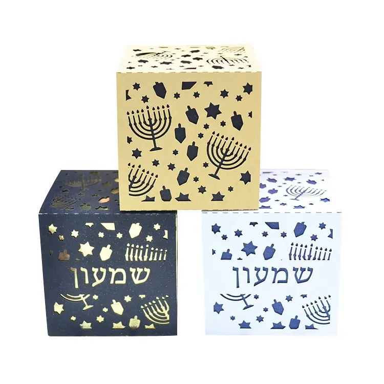 Judaism menorah dreidel design taglio laser personalizzato chanukah regali scatole ebraiche per decorazioni hanukkah