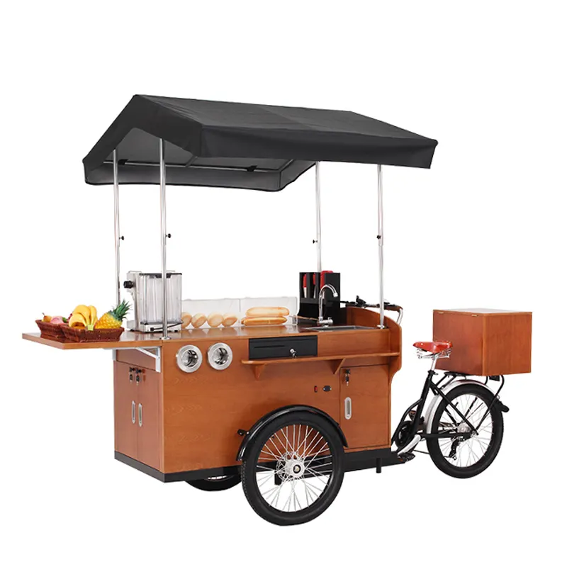 Bicicleta eléctrica de café con motor de 500w, triciclo para venta móvil