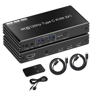 4K @ 120Hz 8k @ 60Hz USB C KVM交换机2x1 Kvm交换机Usb c 2计算机1显示器，带PD 100W 2 X1 hdmi Kvm交换机 - Product Image 1