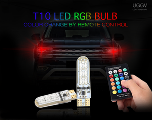 RGB LED 12V T10 çar ışık 5050 6SMD uzaktan kumanda evrensel yeni araba aksesuarları sinyal lambası far ampul 5W kamyon far - Product Image 5