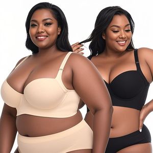 プラスサイズのブラ下着隠し脂肪シームレスワイヤレスパッド入りブラレディースビッグカップ太った女性プッシュアップバックサポートシェイプウェアブラ - Product Image 1
