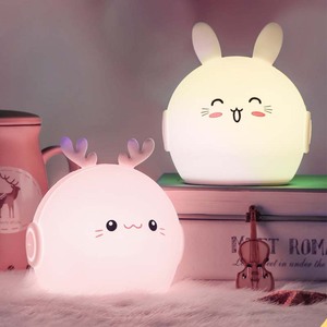 Luz LED nocturna de conejo/ciervo RGB con Sensor táctil, lámpara de noche de silicona recargable con temporizador regulable de 9 colores para niños, regalo para bebés - Product Image 2