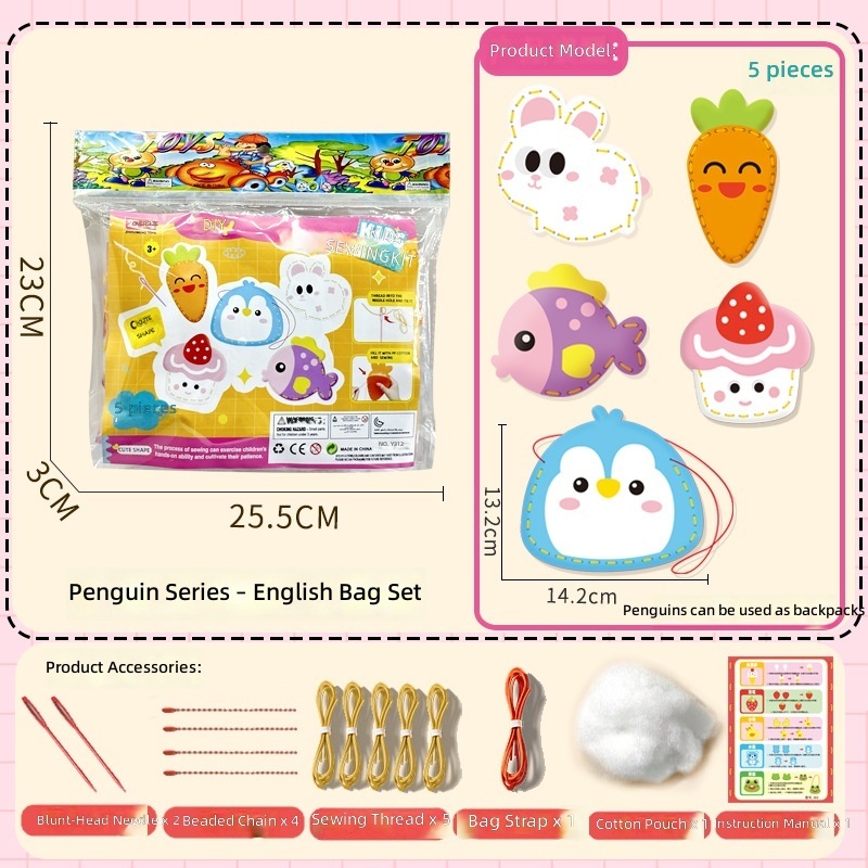 Versión en inglés, empaquetado, paquete de 5, serie Penguin, bolsa de accesorios con