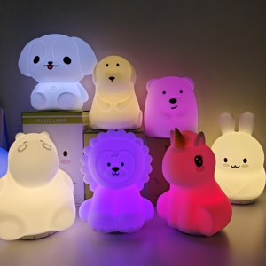 ไฟ LED RGB แบบ USB แบบสัมผัสชาร์จไฟได้โคมไฟ LED สำหรับกลางคืนของเล่นขนาดเล็กโคมไฟตั้งโต๊ะ LED แบบ3D นุ่มทำจากซิลิโคนใหม่ทันสมัยสำหรับเป็นของขวัญ - Product Image 1