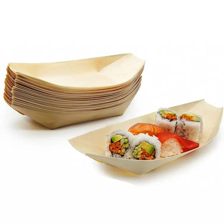 Sushi Boat Wood Serving Tray Party Plates Disposable Set Wooden Food Serving Dishes