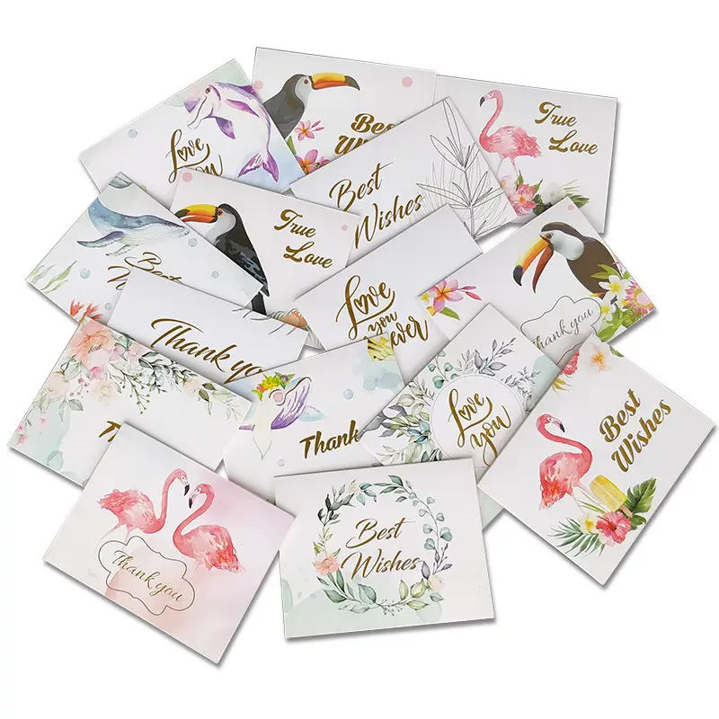 Tarjeta de agradecimiento pintada a mano, caja de regalo de compañero de flores de estilo europeo, tarjeta de felicitación pequeña